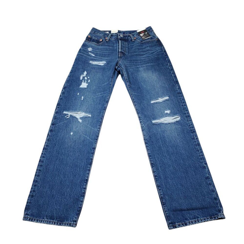 Levi's Premium 501 '90s Straight Baggy Jeans Blue Women's Size 26 x 32 Y2K Loose - Picture 2 of 10